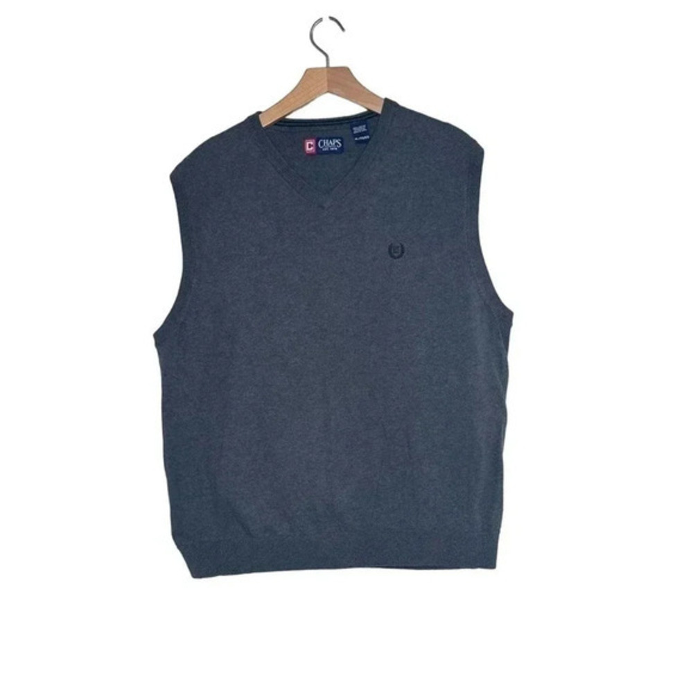 Chaps‎ XL charcoal gray cotton sweater vest